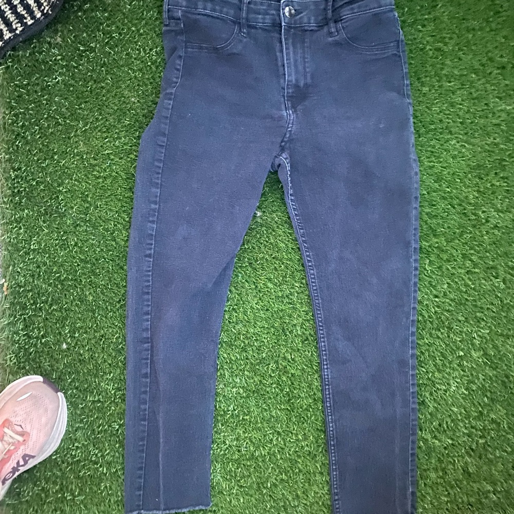 NWOT &denim Raw Edge Straight Regular Waist Ankle Denim Jean Black 29 Stretch